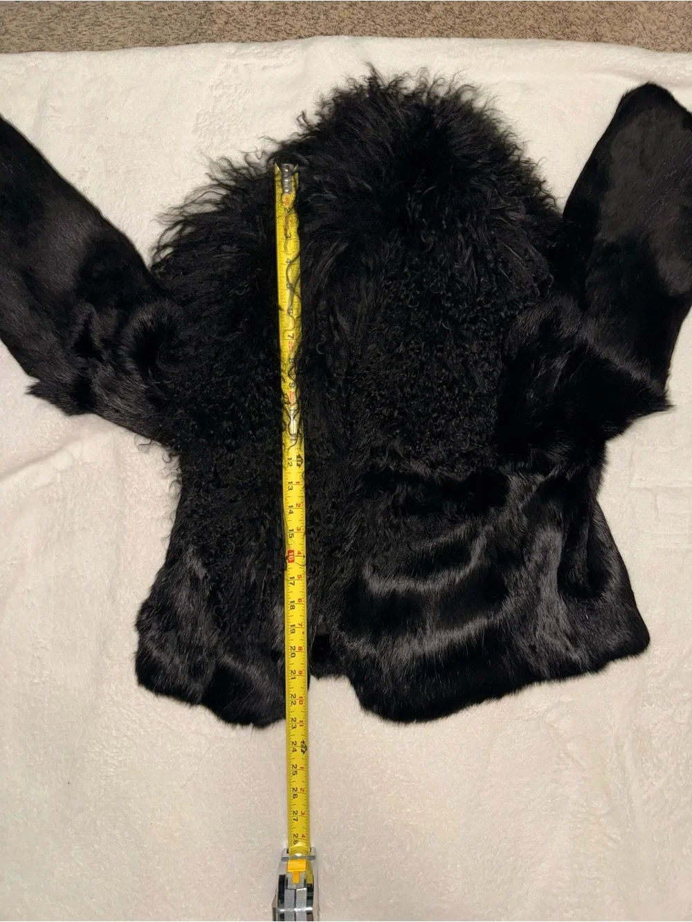 Adrienne Landau Genuine Rabbit & Mongolian Fur Jacket Black Size L